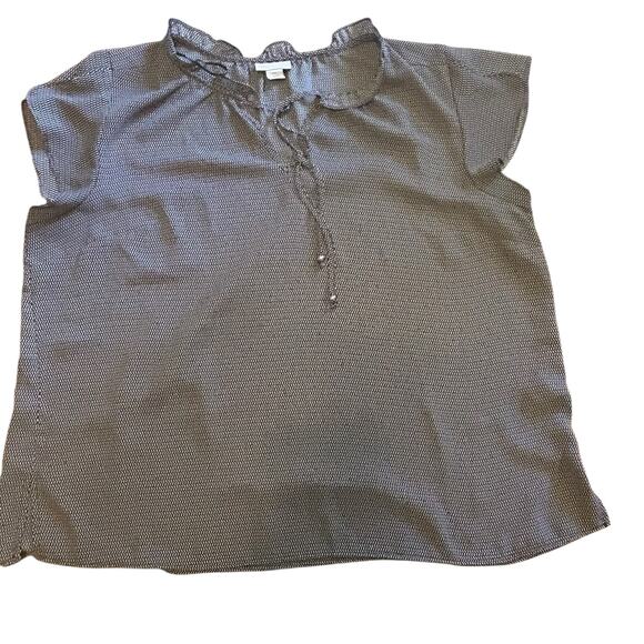 Liz Claiborne Women XXL Blouse Sheer Cap Sleeve  Ruffle Neck Notched Beachy Boho - Picture 3 of 6